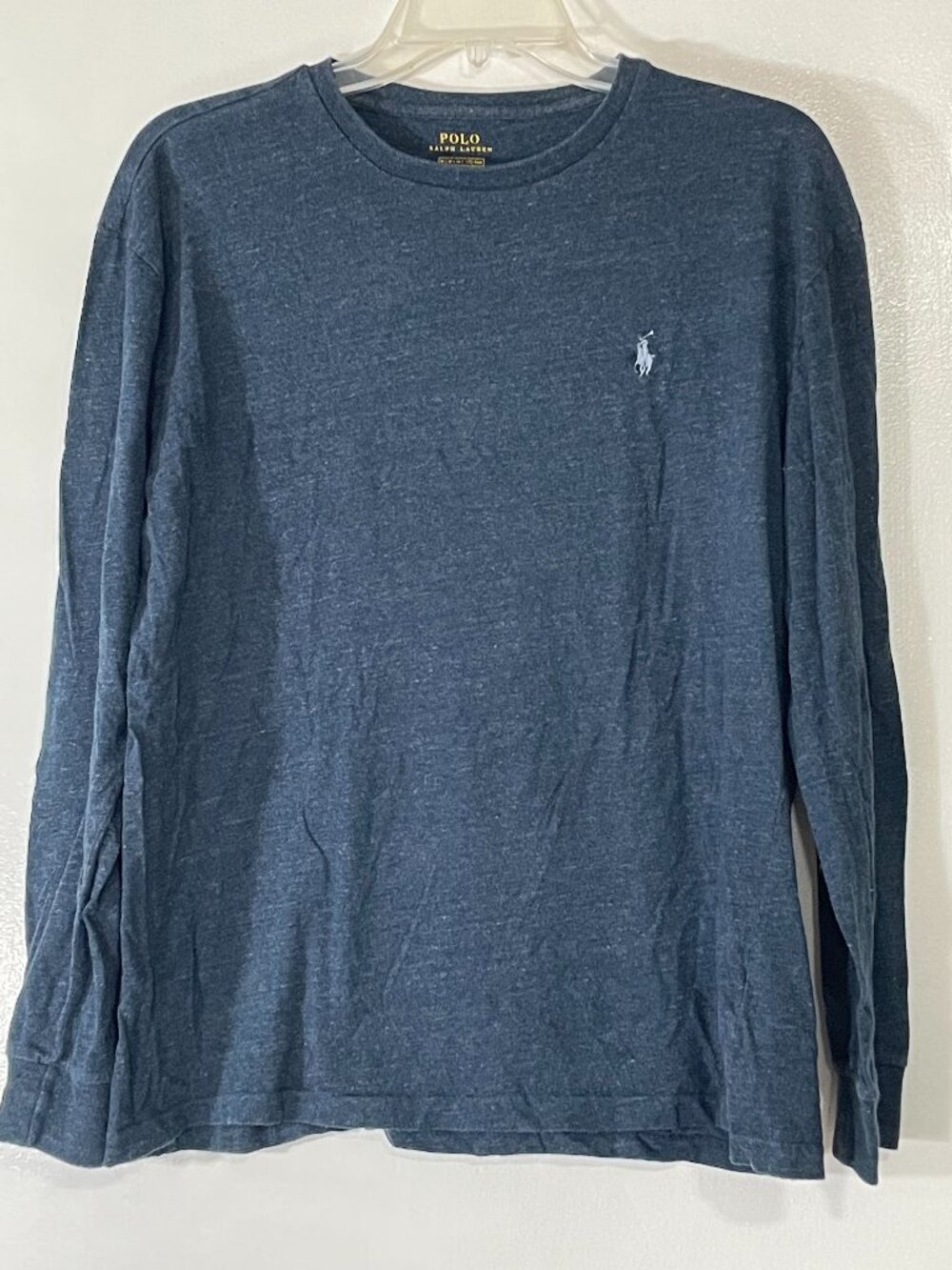 Polo Ralph Lauren Men’s Heathered Navy Long Sleeve Tee Size M Cotton Excellent